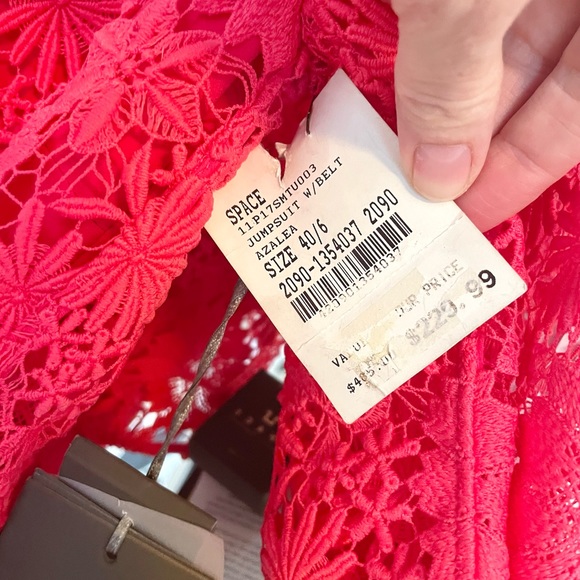 NWT $485 Space Style Concept Azalea Pink Lace Crop Top Detail Dress Jumpsuit - Picture 5 of 13